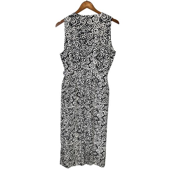 Spenser Jeremy Vintage Sleeveless 100% Silk Black and White Swirl Sheath Dress - Picture 8 of 9